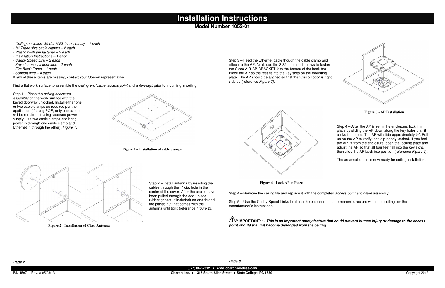 Oberon 1053-01 User Manual | 2 pages