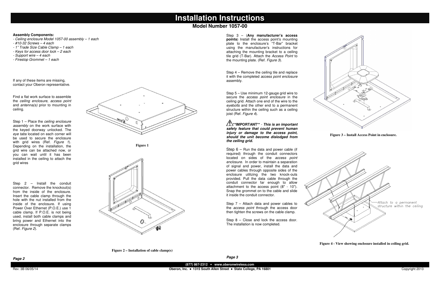 Oberon 1057-00 User Manual | 2 pages