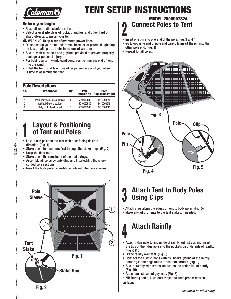 Coleman 2000007824 User Manual | 2 pages