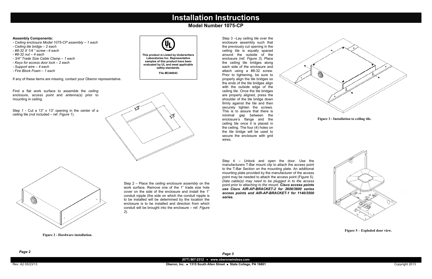 Oberon 1075-CP User Manual | 2 pages