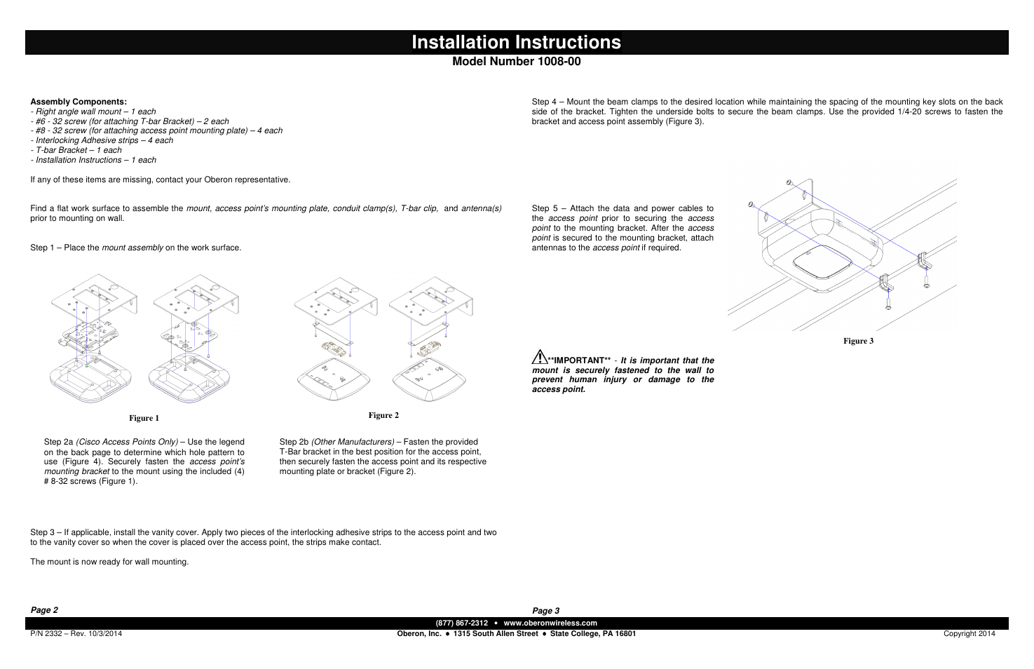 Oberon 1008-00 User Manual | 2 pages