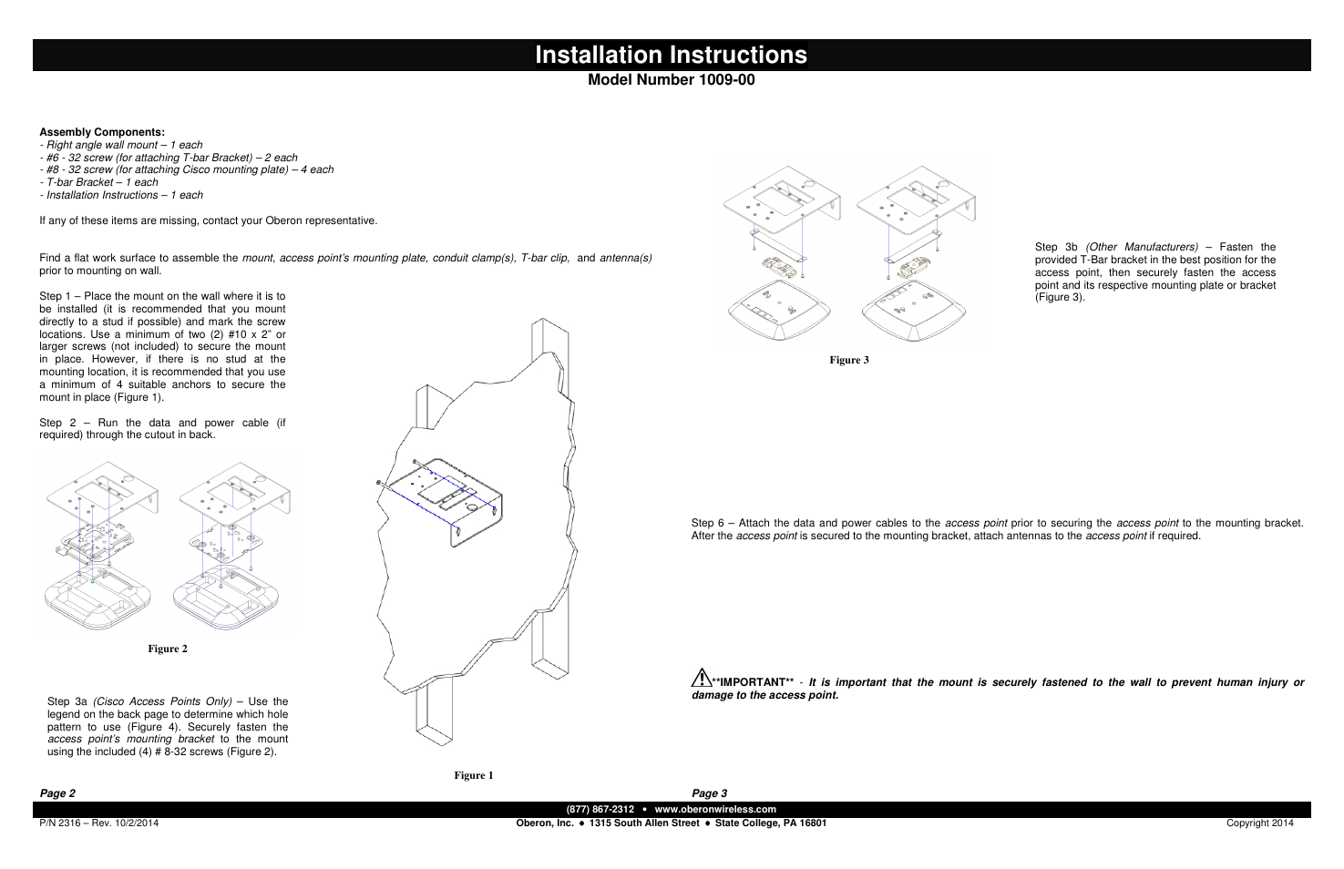 Oberon 1009-00 User Manual | 2 pages