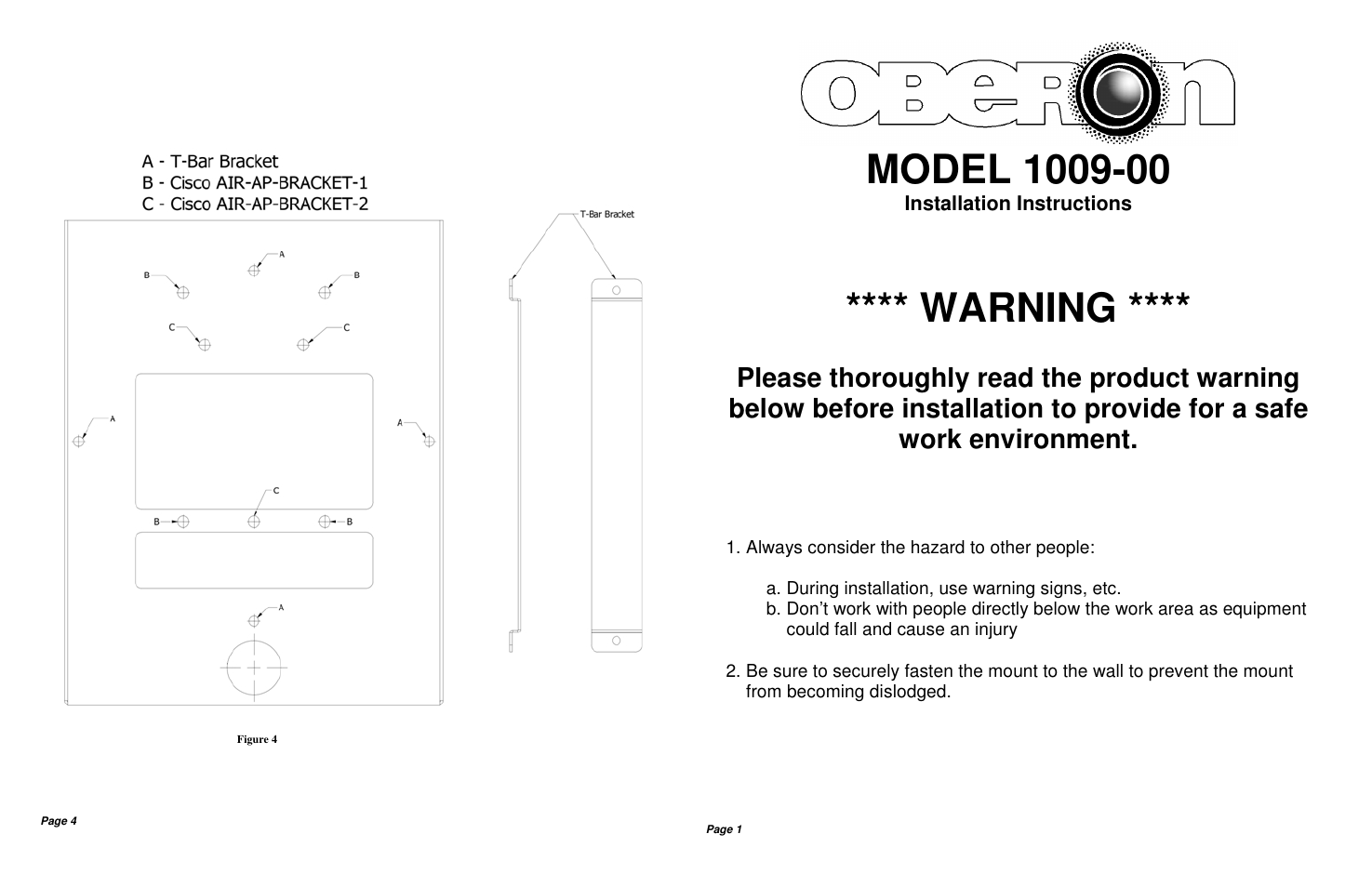 Warning | Oberon 1009-00 User Manual | Page 2 / 2