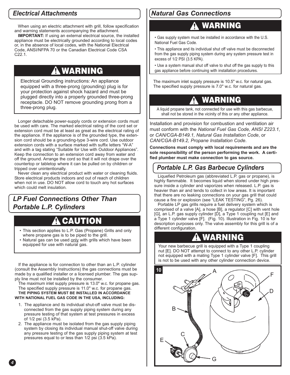Warning, Caution | Coleman 5110 User Manual | Page 4 / 36