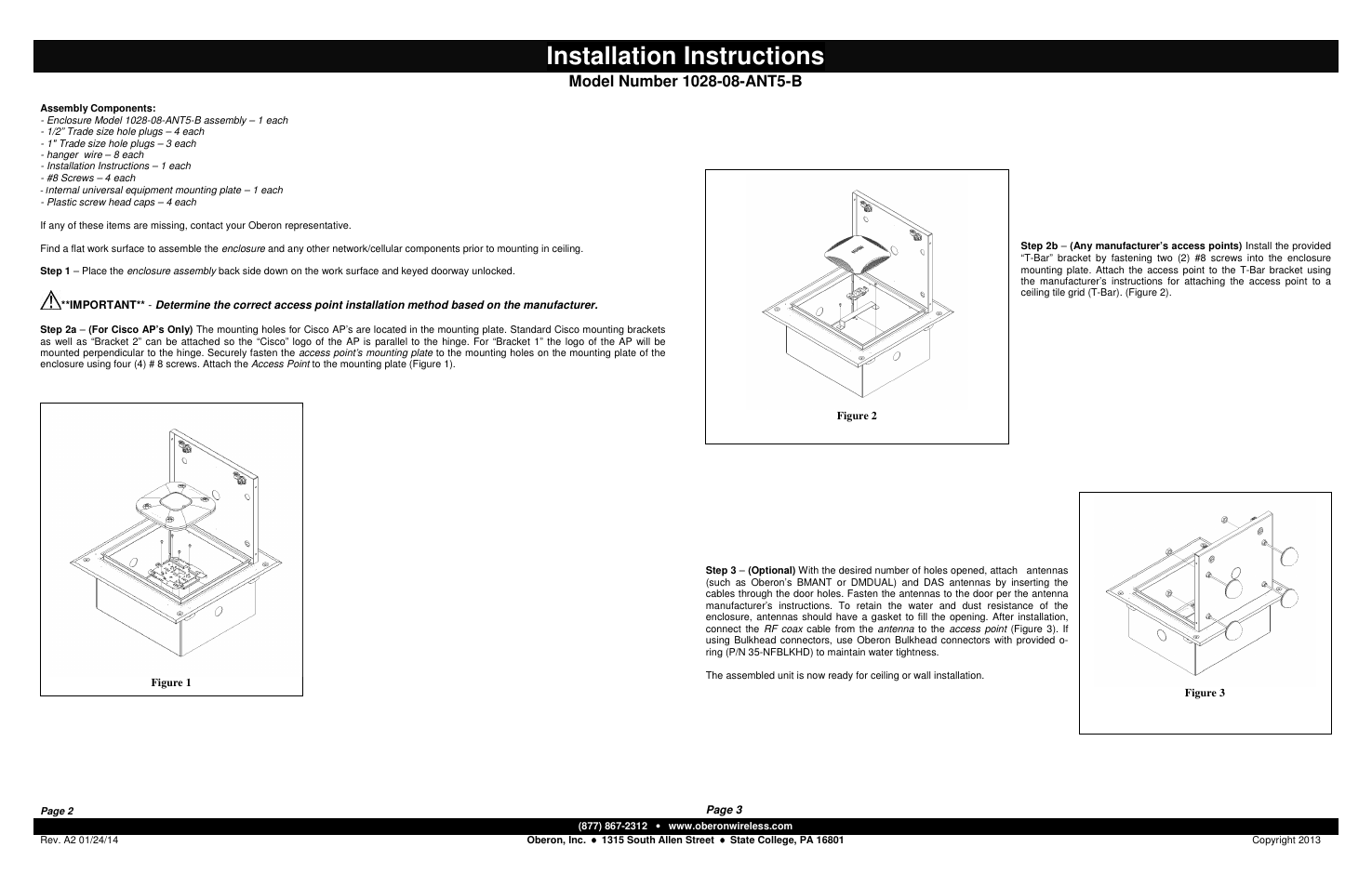 Oberon 1028-08-ANT5-B User Manual | 2 pages