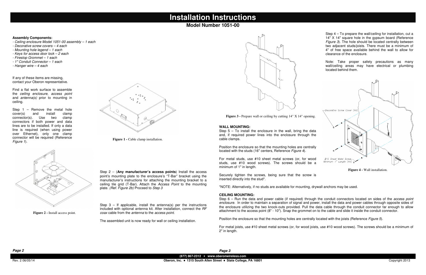 Oberon 1051-00 User Manual | 2 pages