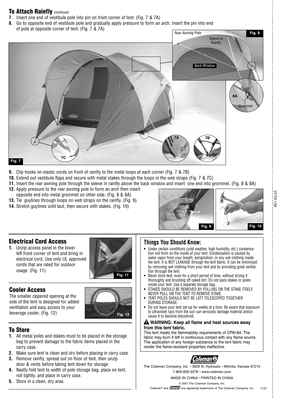 Things you should know, Electrical cord access, Cooler access | Coleman HIGHLINE 2000001091 User Manual | Page 2 / 2