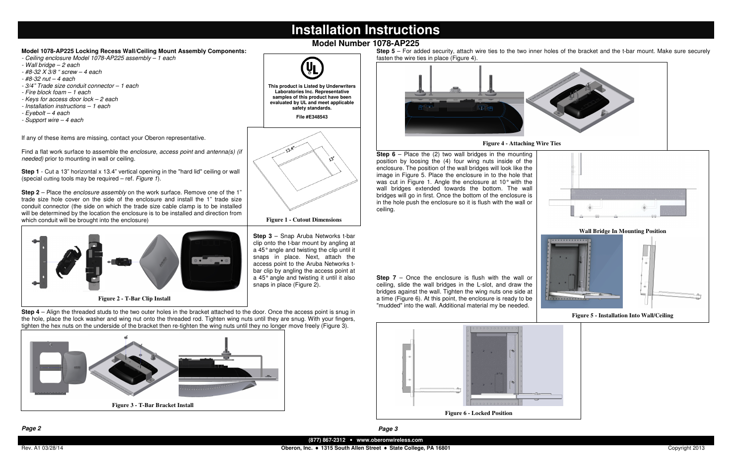 Oberon 1078-AP225 User Manual | 2 pages