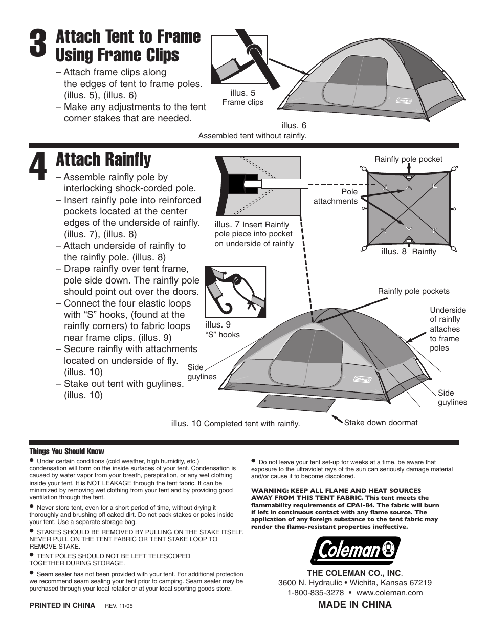 Attach tent to frame using frame clips, Attach rainfly | Coleman BIG CYPRESS User Manual | Page 2 / 2