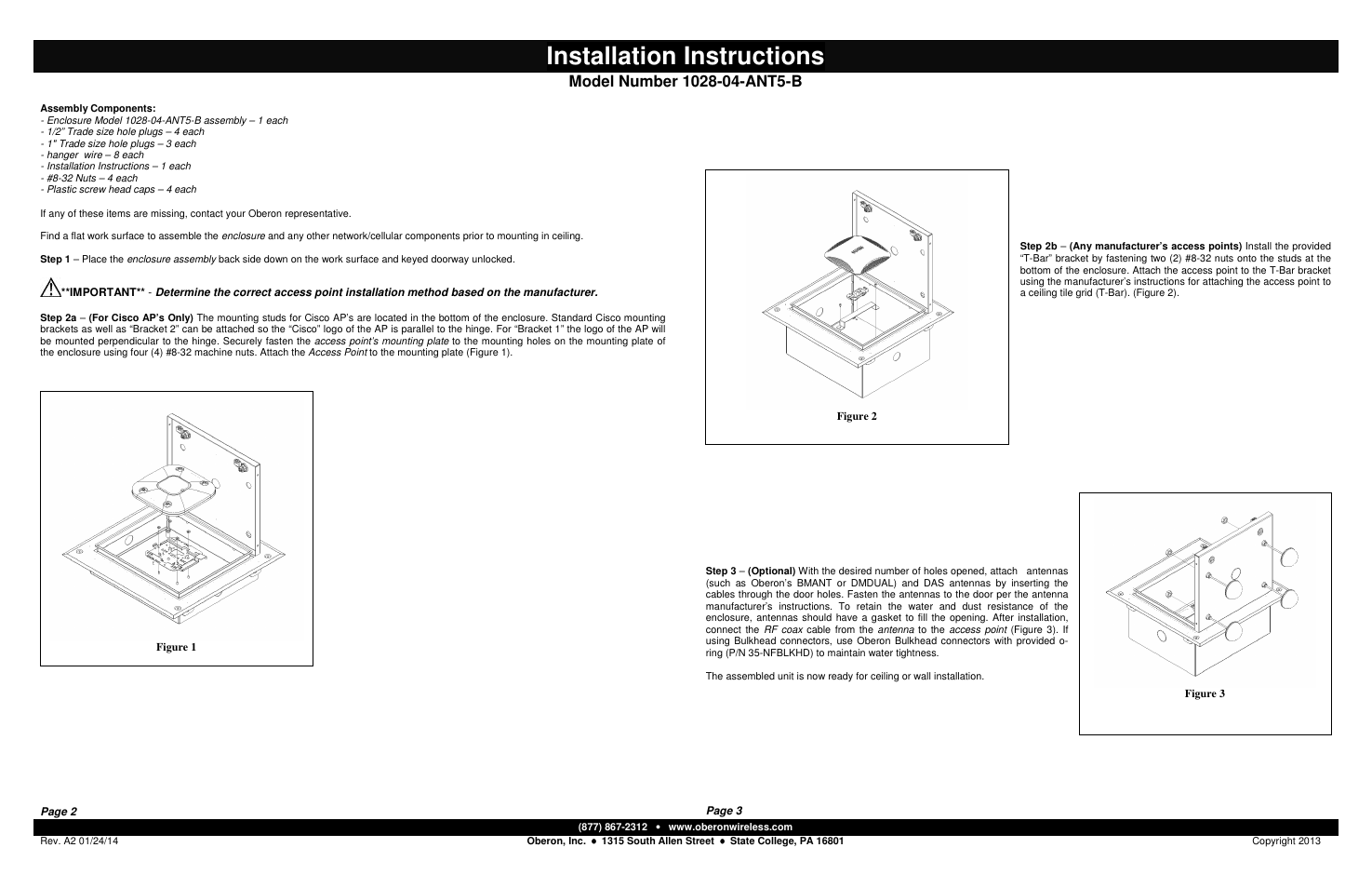 Oberon 1028-04-ANT5-B User Manual | 2 pages