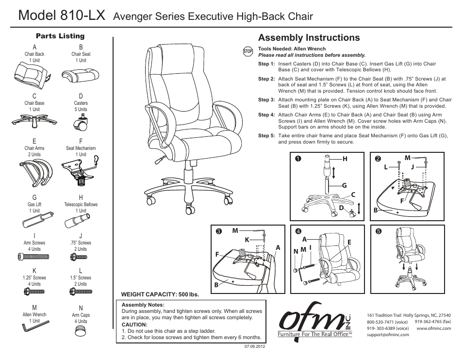 OFM 810-LX User Manual | 1 page