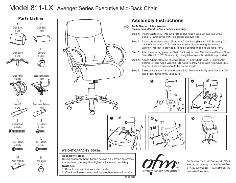 OFM 811-LX User Manual | 1 page