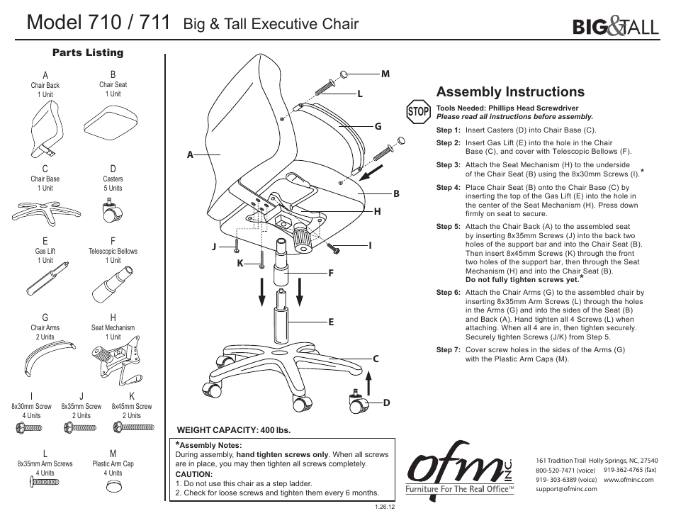 OFM 711 User Manual | 1 page