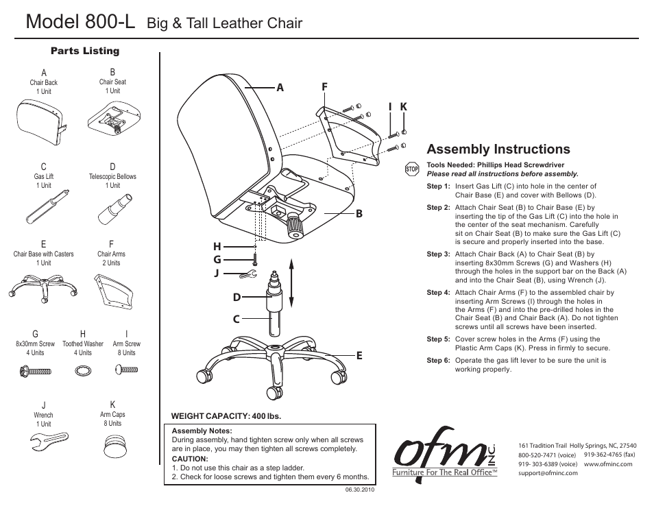 OFM 800-L User Manual | 1 page