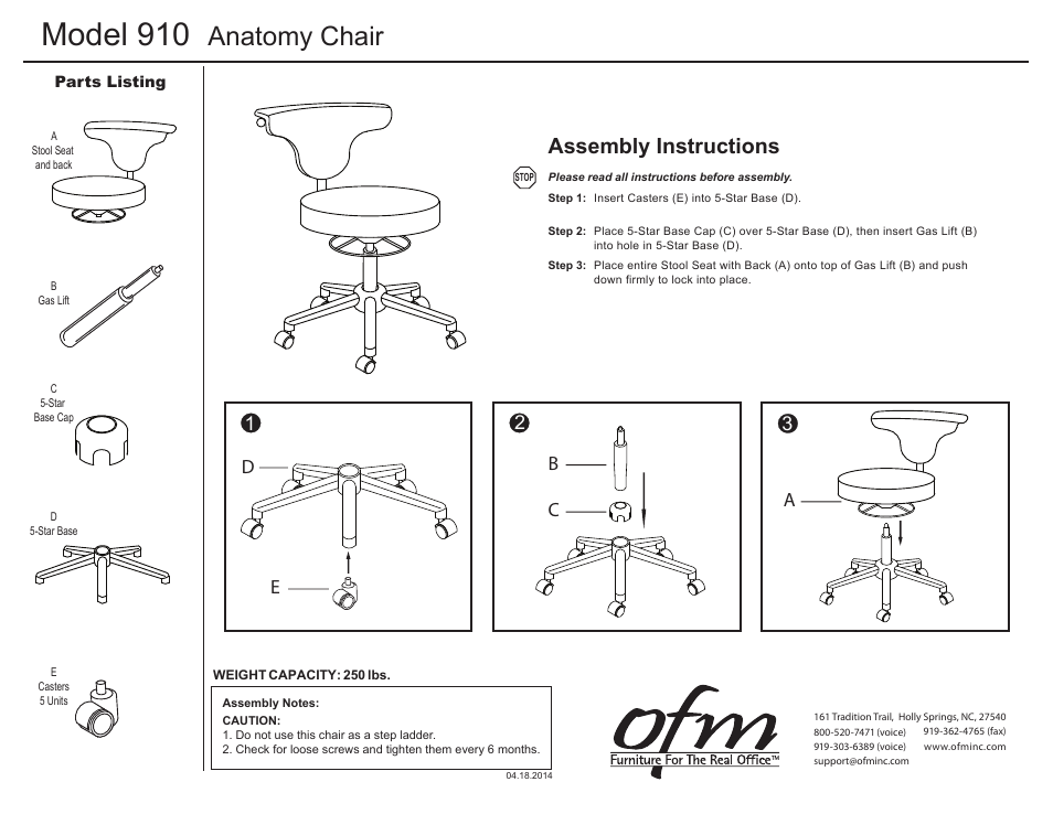 OFM 910 User Manual | 1 page