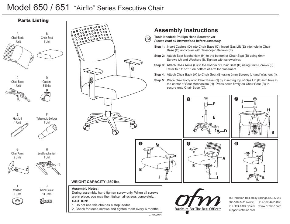 OFM 651 User Manual | 1 page