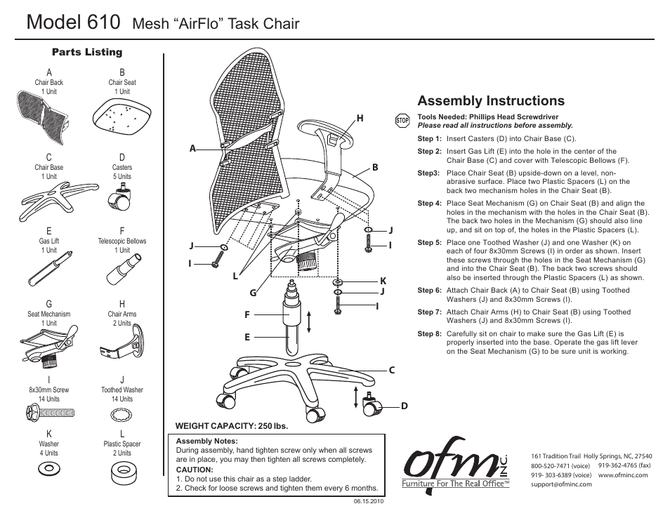 OFM 610 User Manual | 1 page