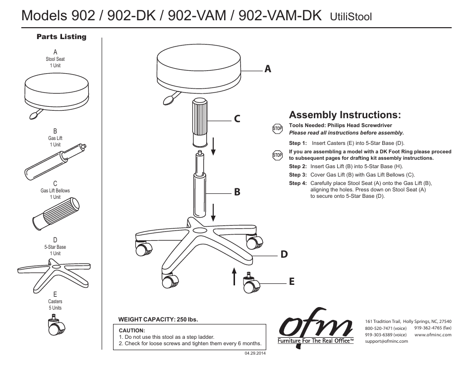 OFM 902-DK User Manual | 2 pages