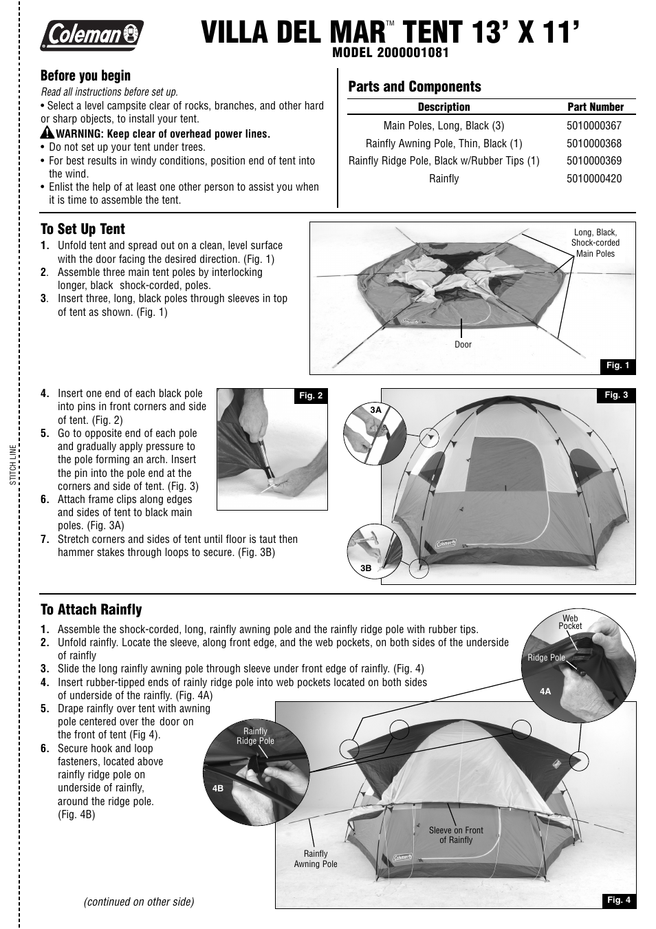 Coleman 2000001081 User Manual | 2 pages