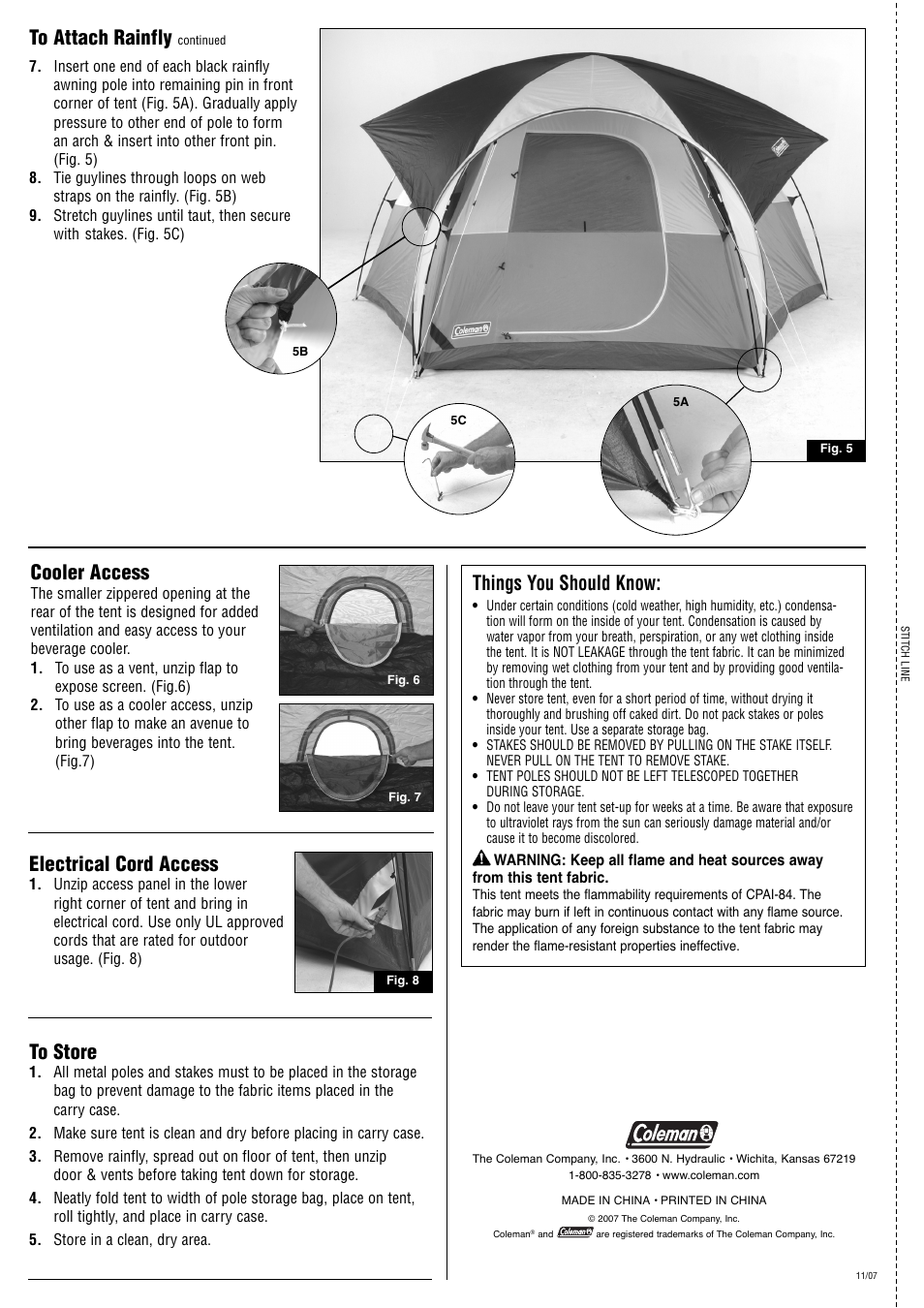 Things you should know, Electrical cord access, Cooler access | Coleman 2000001081 User Manual | Page 2 / 2