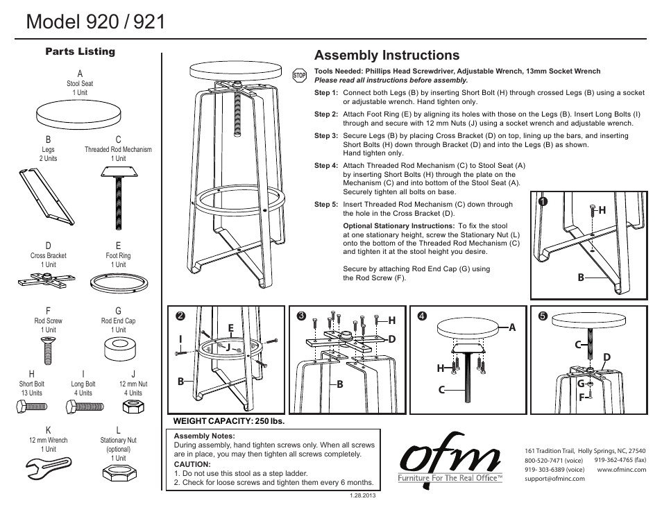 OFM 921 User Manual | 1 page