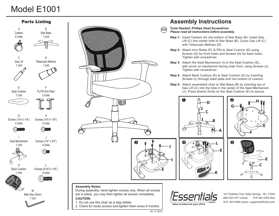 OFM E1001 User Manual | 1 page