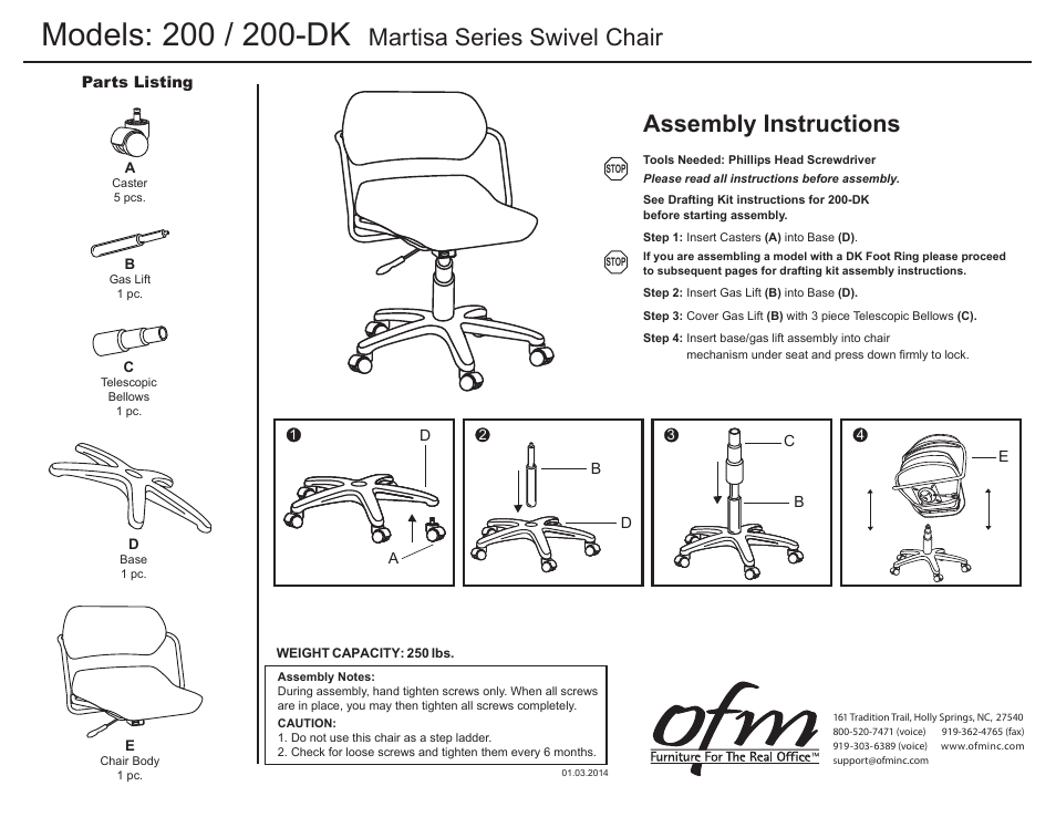 OFM 200-DK User Manual | 2 pages