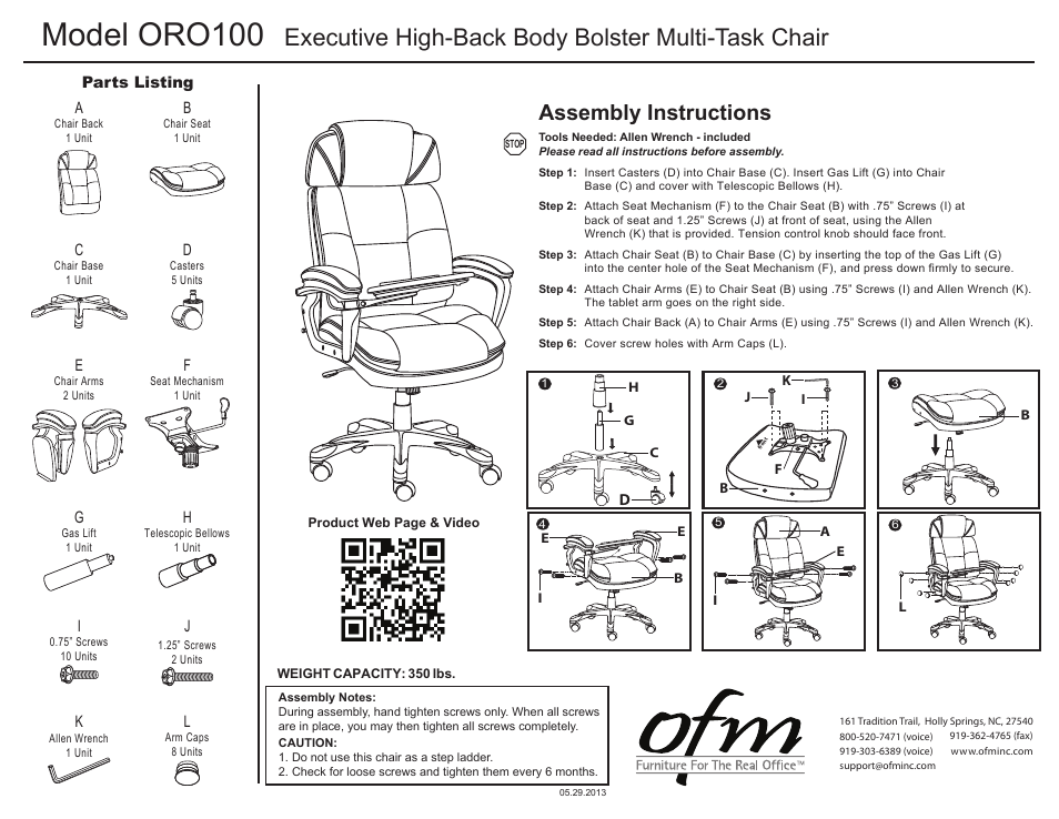 OFM ORO100 User Manual | 3 pages