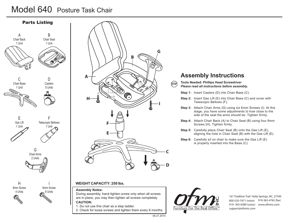 OFM 640 User Manual | 1 page