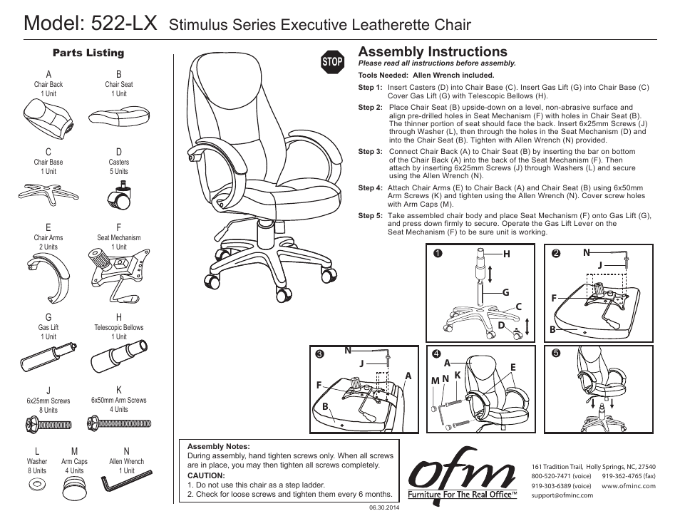 OFM 522-LX User Manual | 1 page