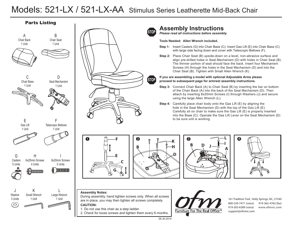 OFM 521-LX-AA User Manual | 2 pages