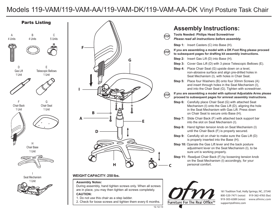 OFM 119-VAM-AADK User Manual | 3 pages