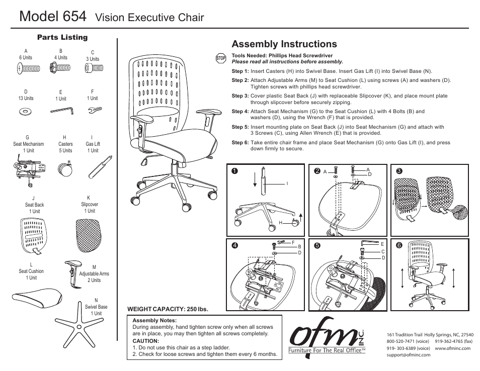 OFM 654 User Manual | 1 page