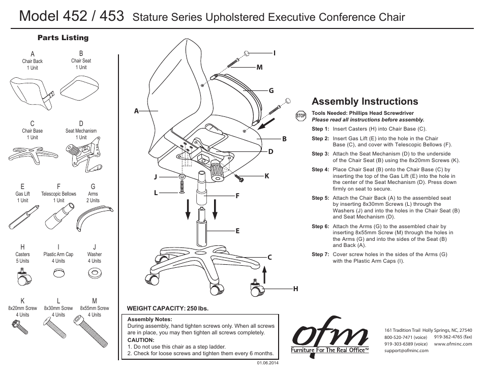 OFM 452 User Manual | 1 page