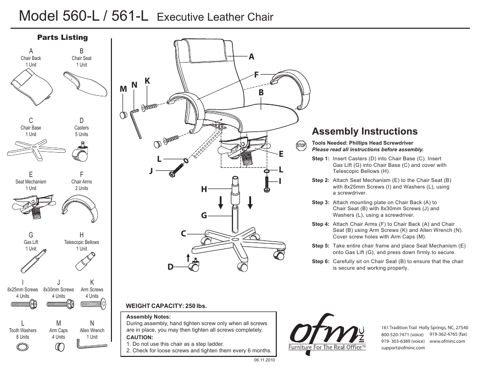 OFM 561-L User Manual | 1 page