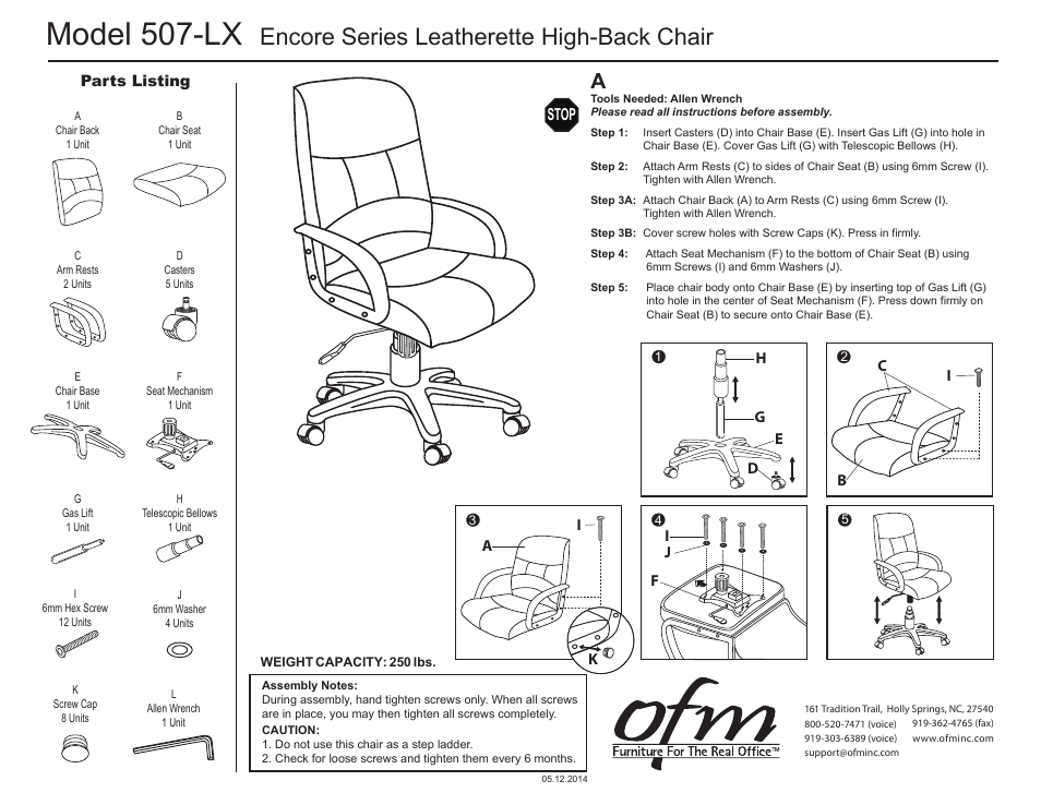 OFM 507-LX User Manual | 1 page