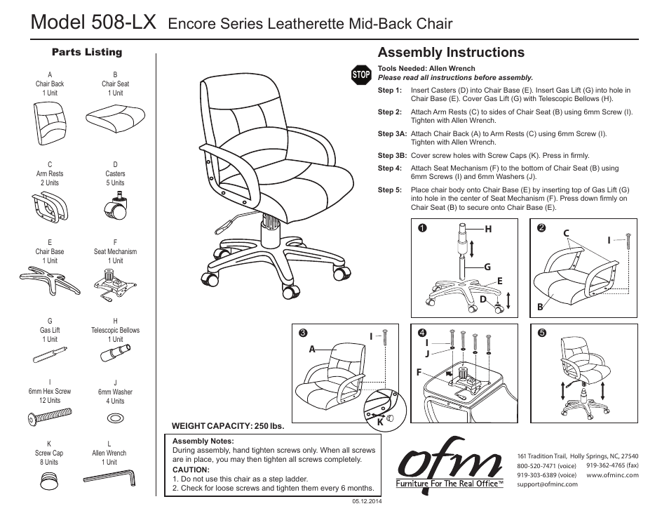 OFM 508-LX User Manual | 1 page