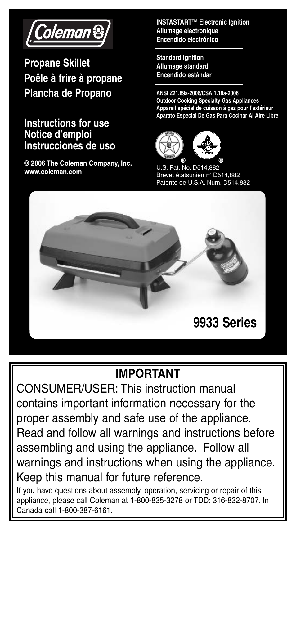 Coleman INSTASTARI 9933 User Manual | 28 pages