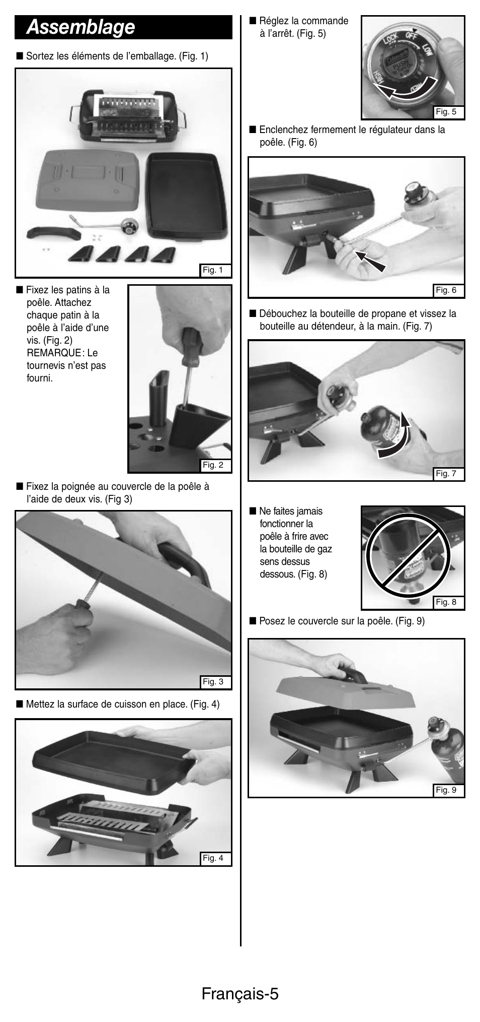 Assemblage, Français-5 | Coleman INSTASTARI 9933 User Manual | Page 14 / 28