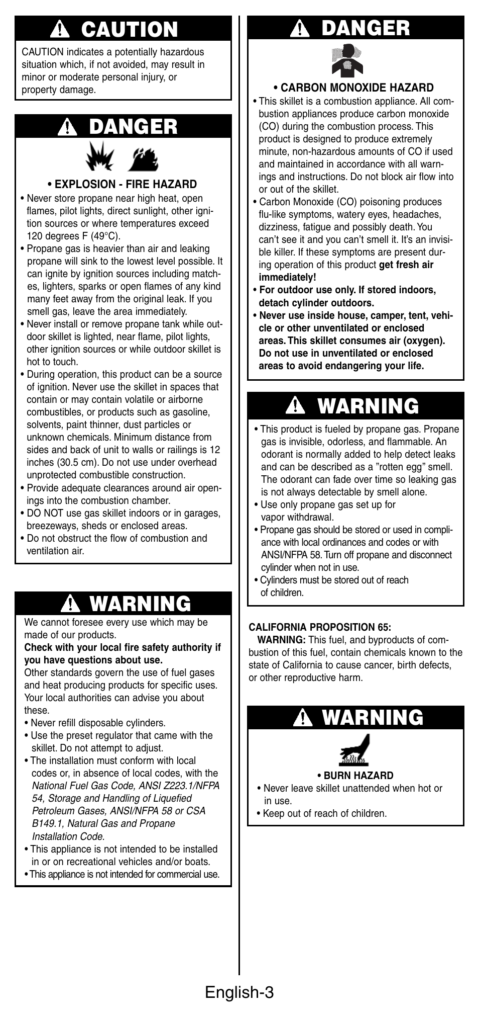 Caution, Warning, Danger | English-3 | Coleman INSTASTARI 9933 User Manual | Page 4 / 28