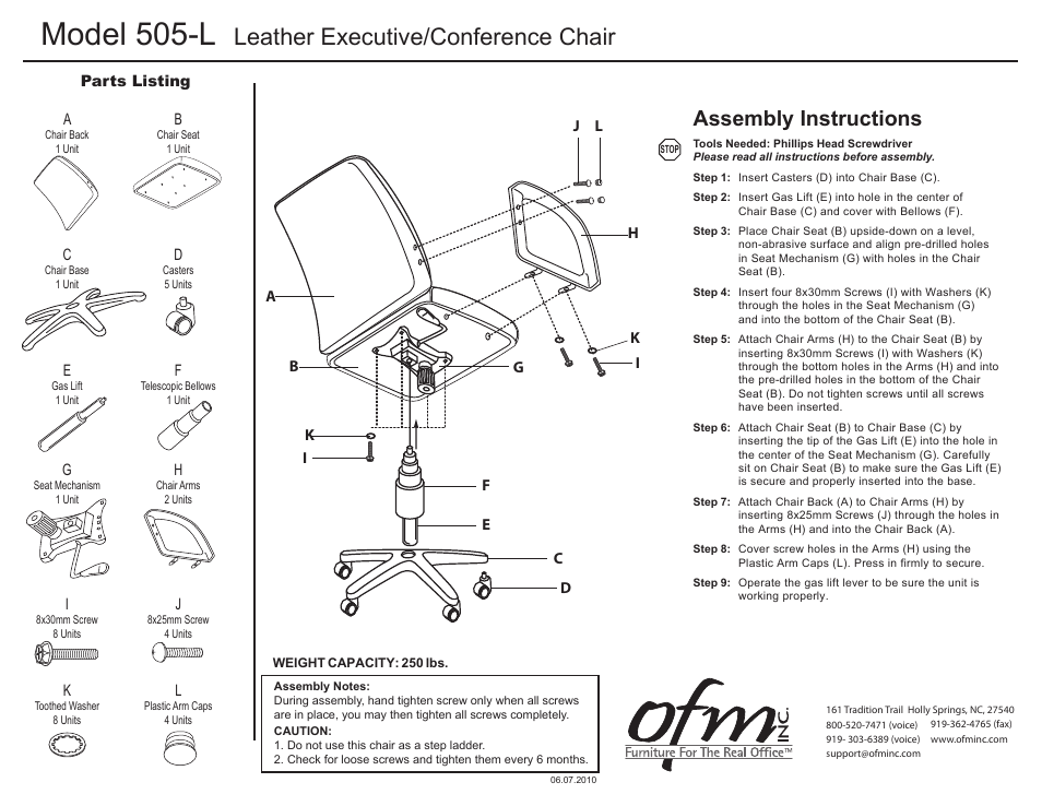 OFM 505-L User Manual | 1 page