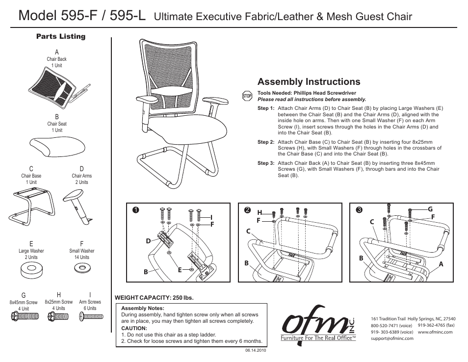 OFM 595-L User Manual | 1 page