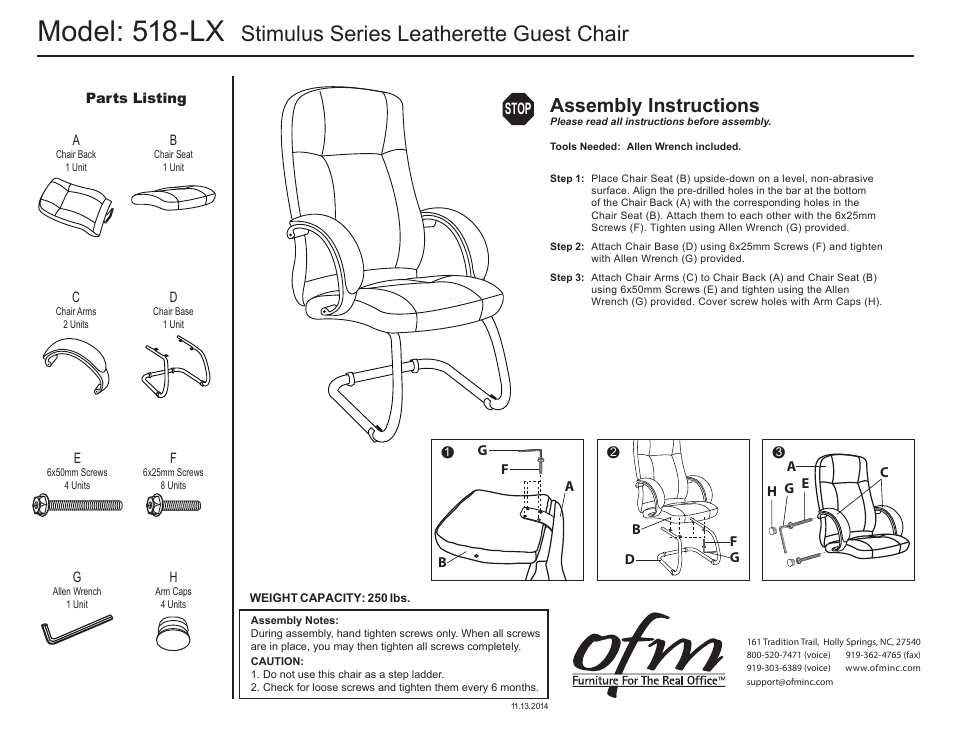 OFM 518-LX User Manual | 1 page