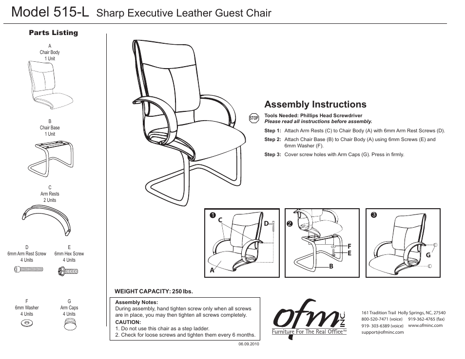 OFM 515-L User Manual | 1 page