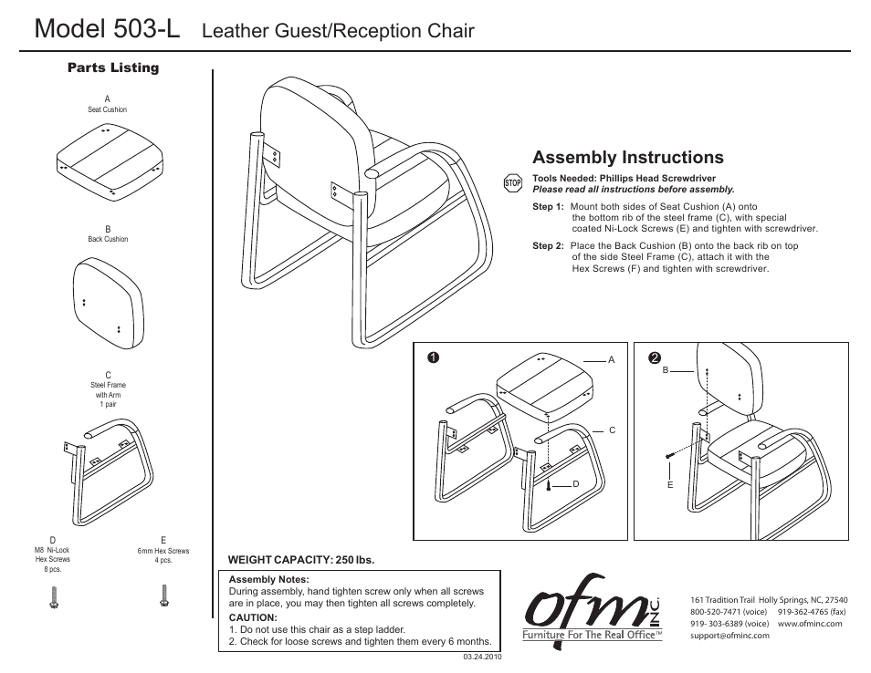 OFM 503-L User Manual | 1 page