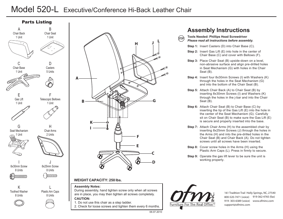 OFM 520-L User Manual | 1 page