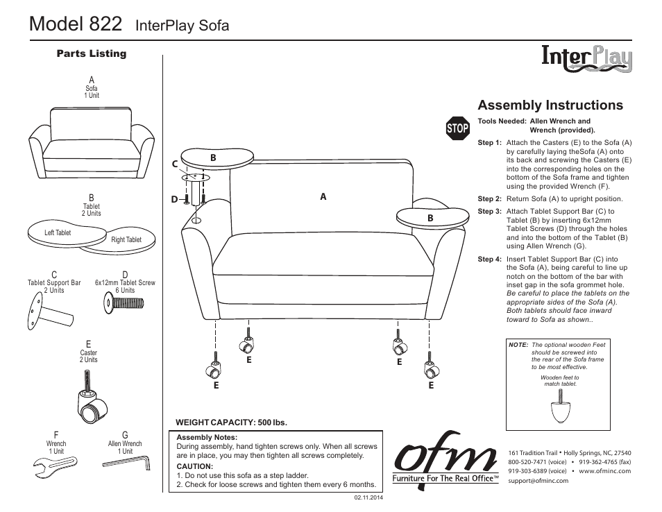 OFM 822 User Manual | 1 page