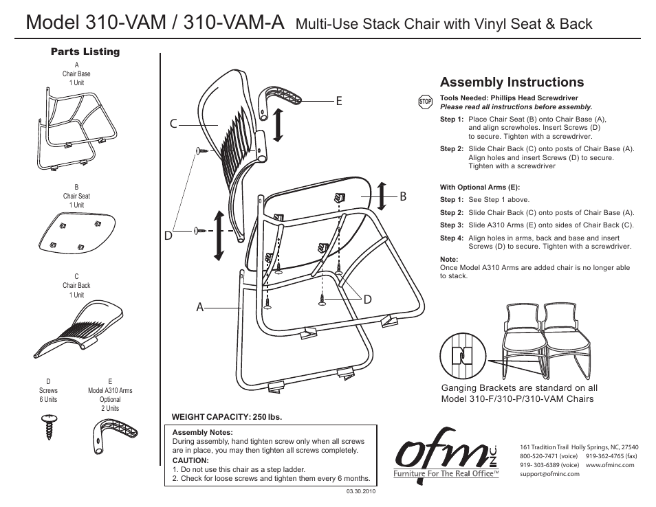 OFM 310-VAM-A User Manual | 1 page