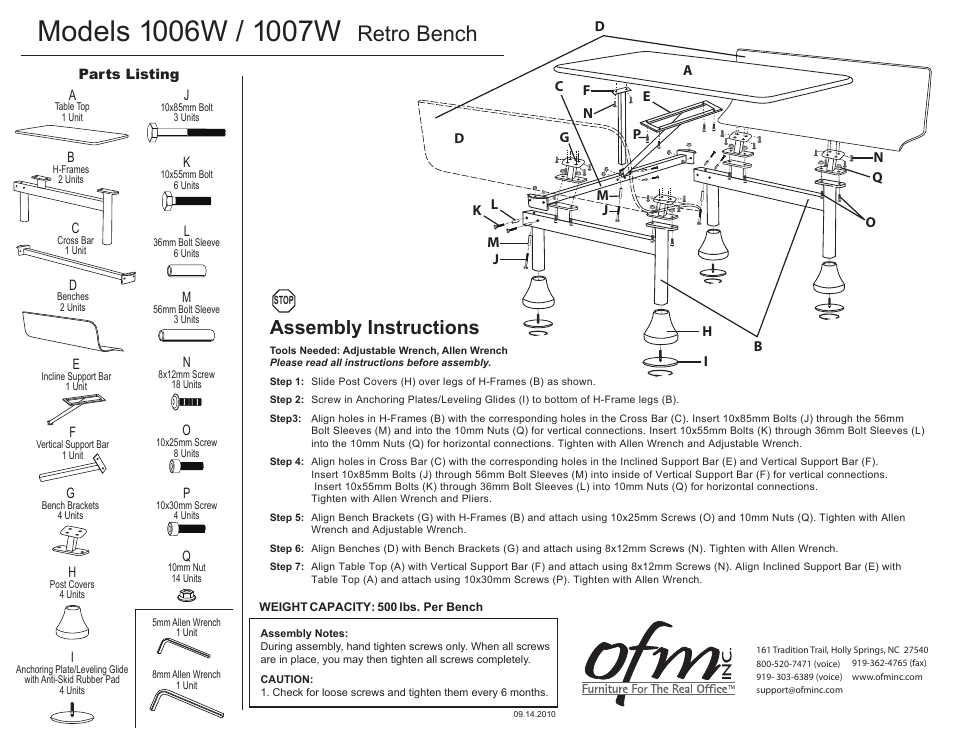 OFM 1007W User Manual | 1 page