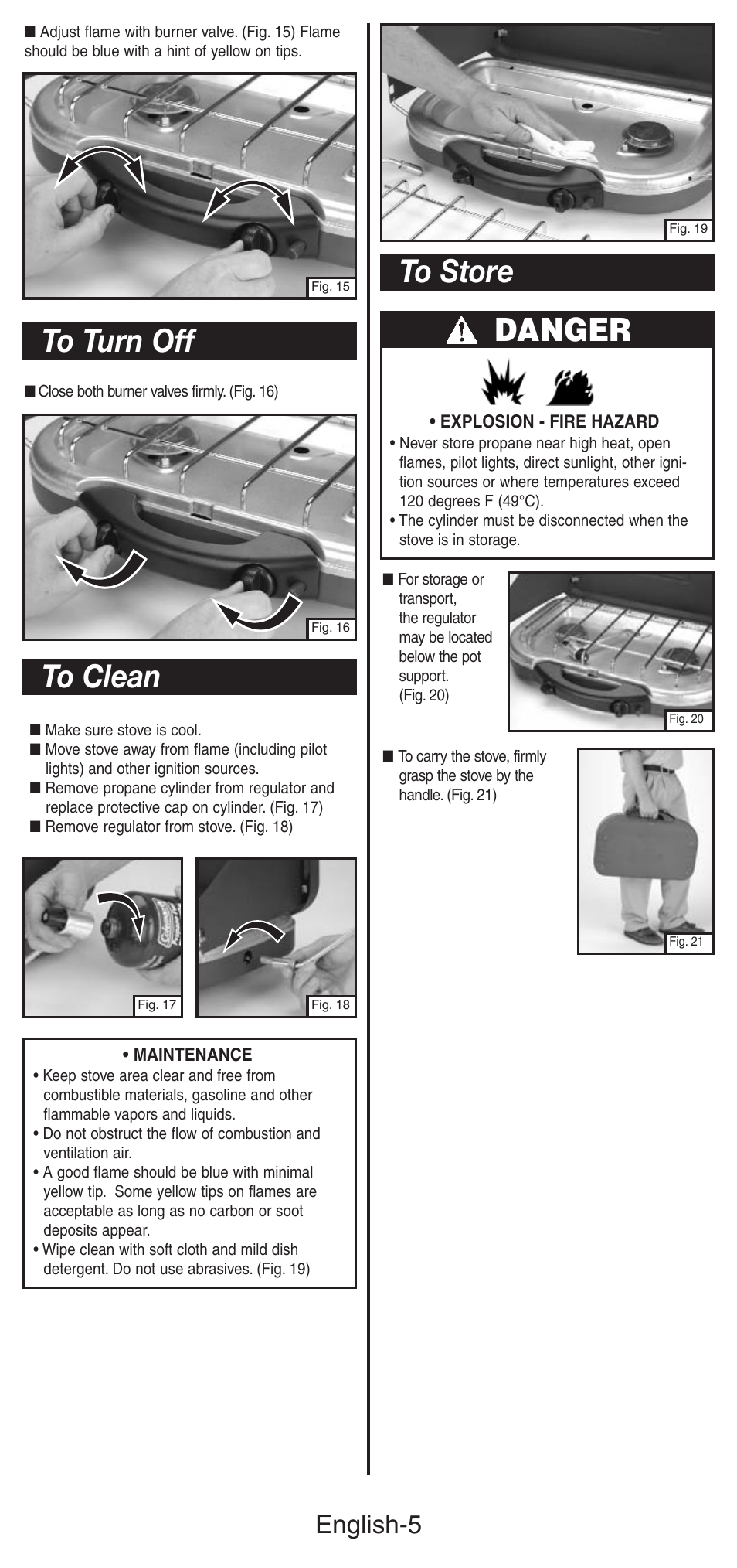 Danger, English-5 | Coleman 5469A User Manual | Page 6 / 24